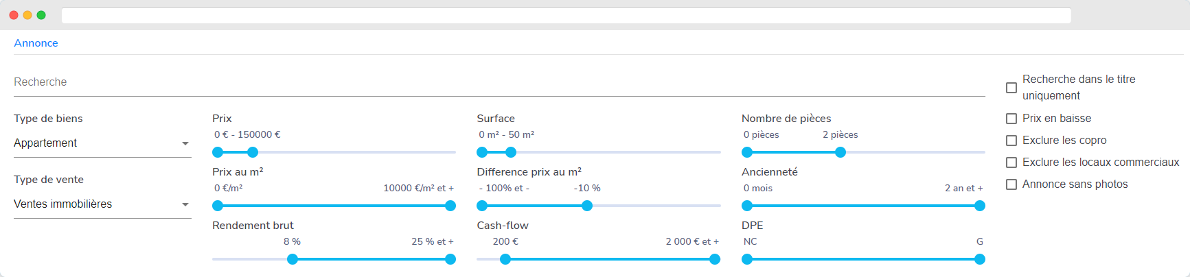 parametre moteur immo annonces immobilieres