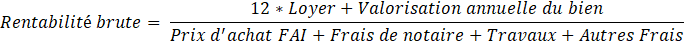 formule calcul retabilité locative brute